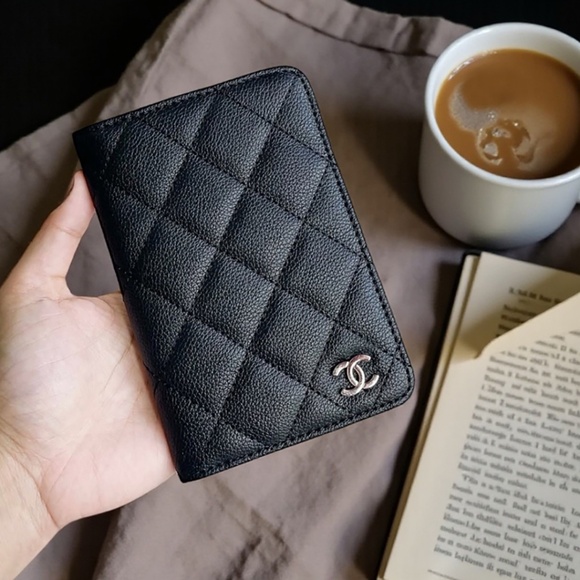 CHANEL Accessories - Chanel VIP Passport Holder Black and Gold